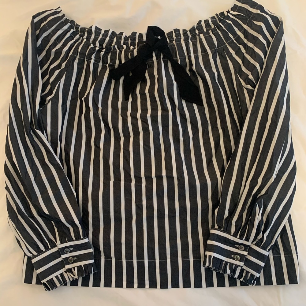 JCrew Off-the-shoulder Striped Top with Bow